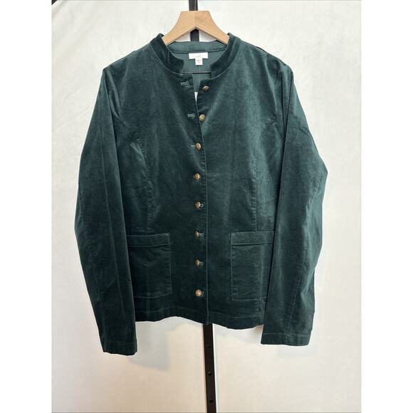 J. Jill Jackets & Blazers - NEW J. Jill Green Blazer Jacket Womens Medium Tall Bronze Buttons Pockets Cotton